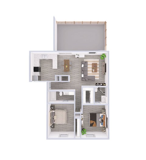 Floor plan for 2 beds, 2 baths, 1140 sqft